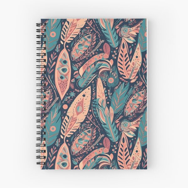Item preview, feathers boho feminine patterns designed and sold by Dreamakerstudio.