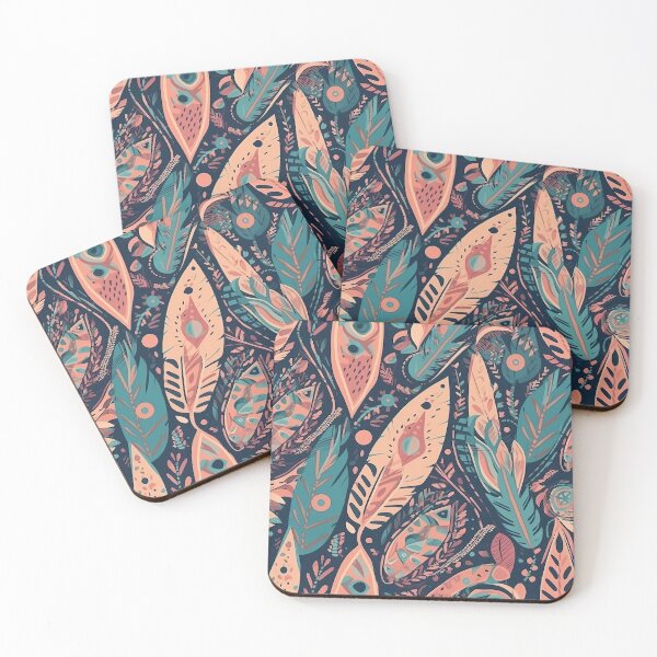 Item preview, feathers boho feminine patterns designed and sold by Dreamakerstudio.