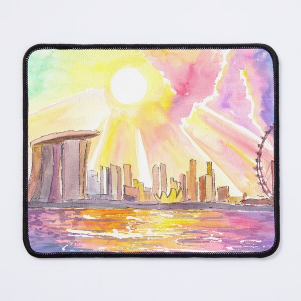 Item preview, Singapore Impressive Waterfront Skyline View Harbour and Ferris Wheel designed and sold by artshop77.