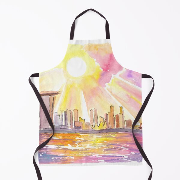 Item preview, Impresionante vista del horizonte costero de Singapur, el puerto y la noria designed and sold by artshop77.