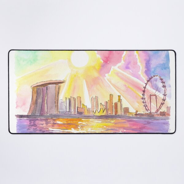 Item preview, Singapore Impressive Waterfront Skyline View Harbour and Ferris Wheel designed and sold by artshop77.