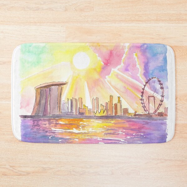 Item preview, Singapore Impressive Waterfront Skyline View Harbour and Ferris Wheel designed and sold by artshop77.