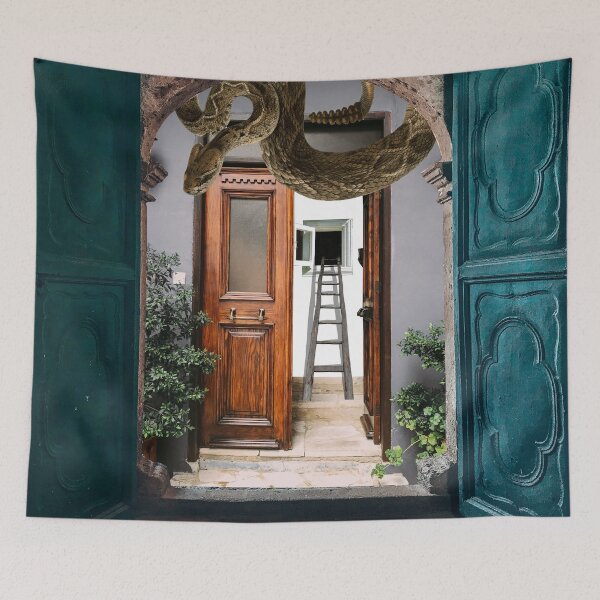 Item preview, Adventurous Journey into the Unknown: 'Just A Little Further' Collage Art Print designed and sold by GollyWillikers.