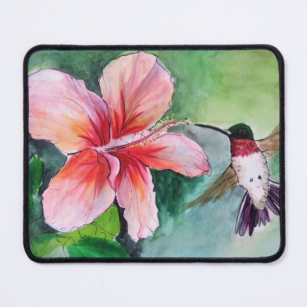 Item preview, Ruby Throated Hummingbird and Hibiscus Flower designed and sold by julyperson.