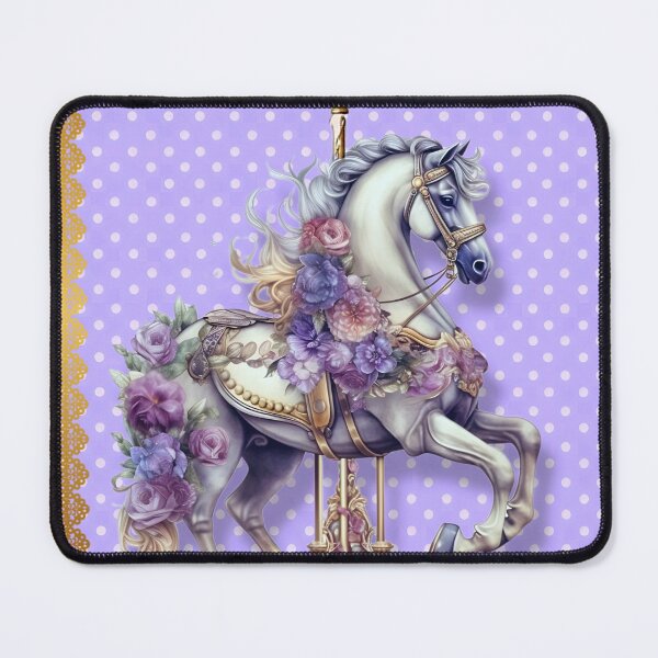 Item preview, "Purple Floral & Polka Dotted Carousel Horse." designed and sold by CherNikDesigns.