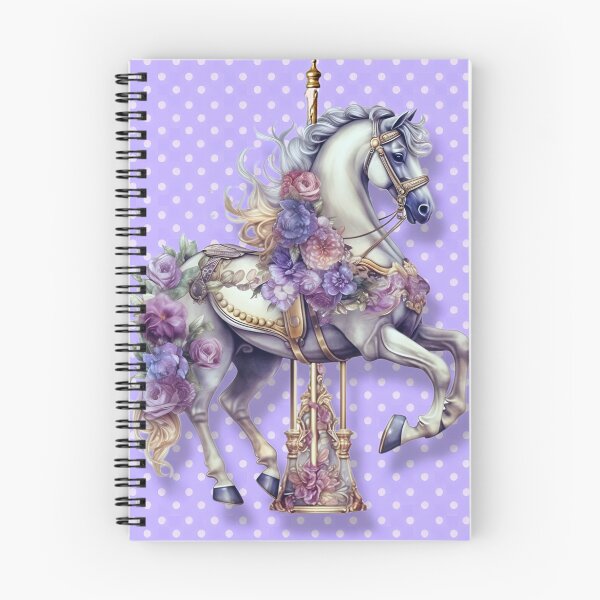 Item preview, "Purple Floral & Polka Dotted Carousel Horse." designed and sold by CherNikDesigns.