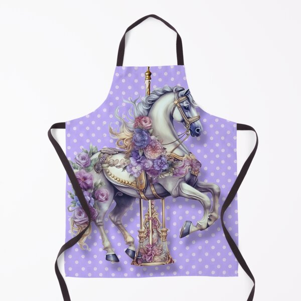 Item preview, "Purple Floral & Polka Dotted Carousel Horse." designed and sold by CherNikDesigns.