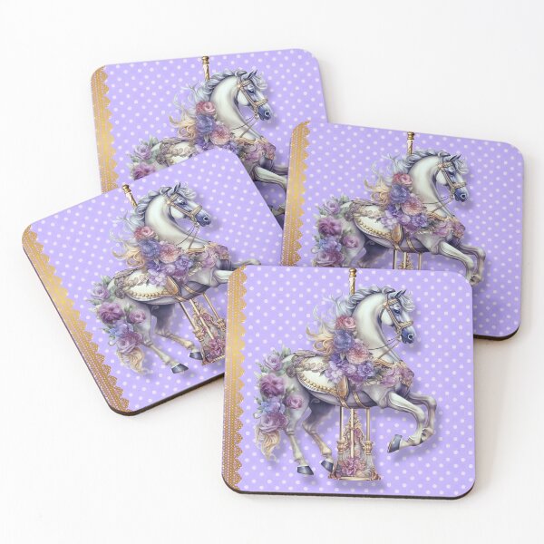 Item preview, "Purple Floral & Polka Dotted Carousel Horse." designed and sold by CherNikDesigns.