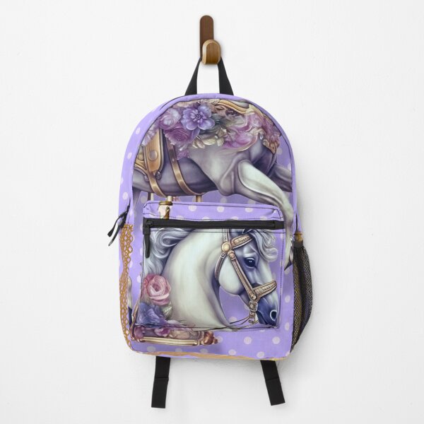 Item preview, "Purple Floral & Polka Dotted Carousel Horse." designed and sold by CherNikDesigns.