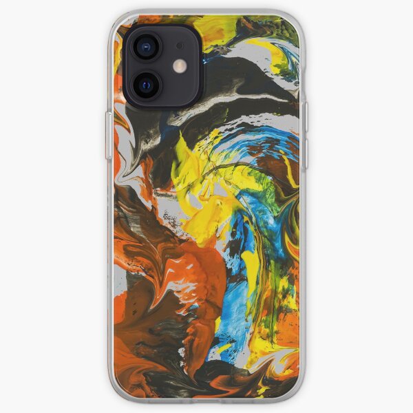 Abstract Red Yellow Blue Marble Painting iPhone Soft Case