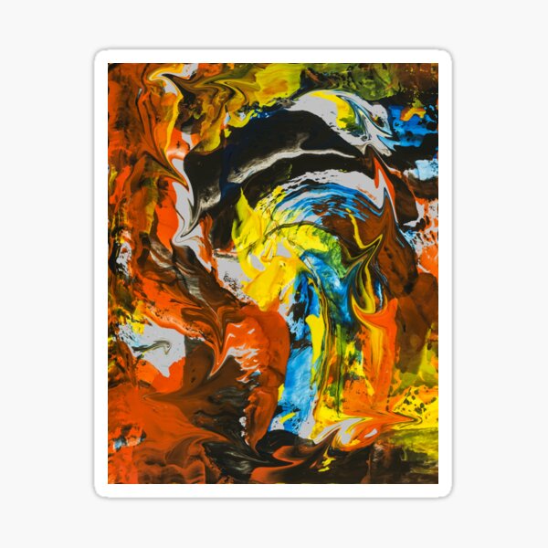 Abstract Red Yellow Blue Marble Painting Sticker
