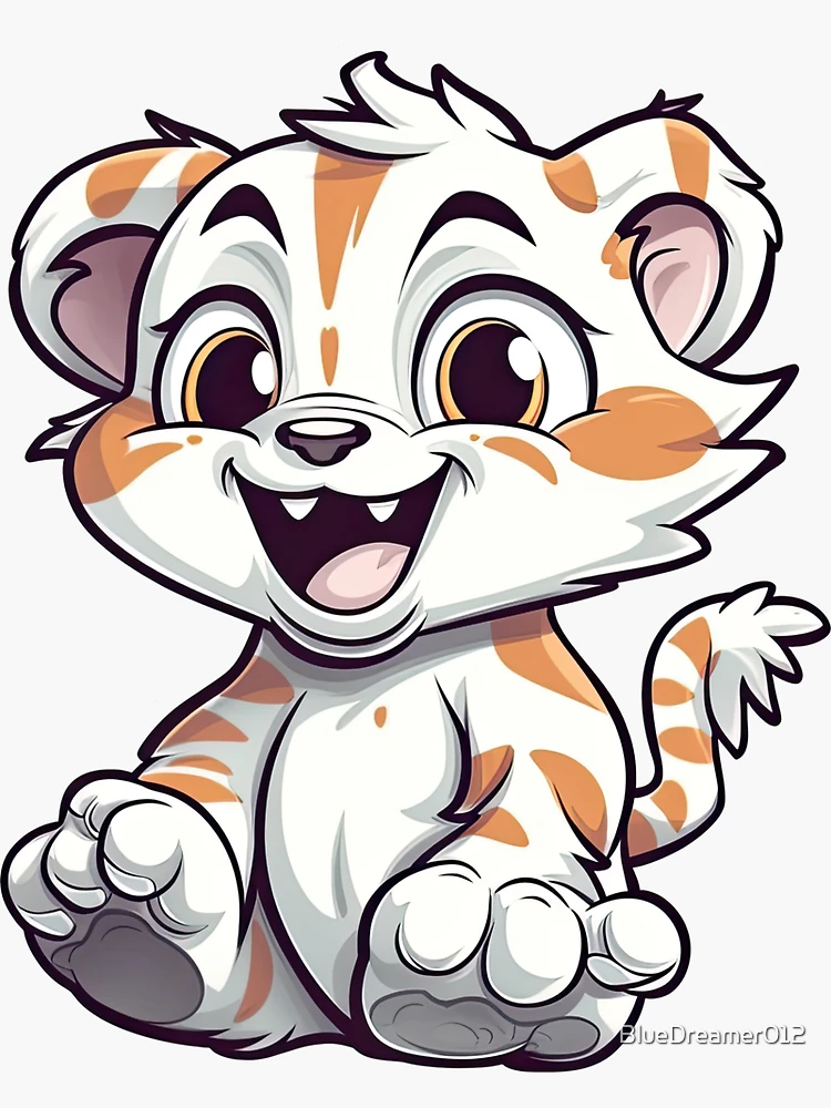 White Baby Tiger Sticker for Sale by Strivient