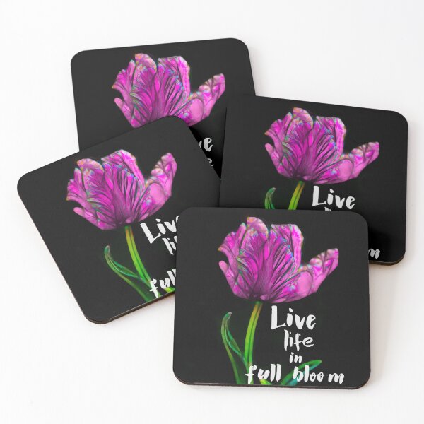 Item preview, Live Life In Full Bloom Quote Flower Art Purple And Black designed and sold by art64.