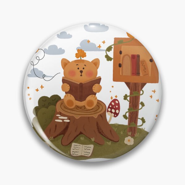 Item preview, Cute bear reading a book near a library designed and sold by aline-draws.