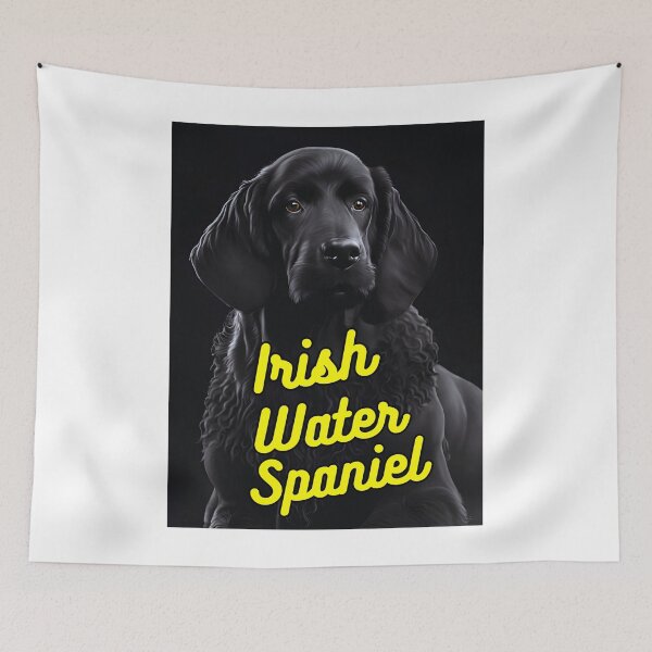 Item preview, Irish Water Spaniel Dark Black Background designed and sold by IrishPOD.