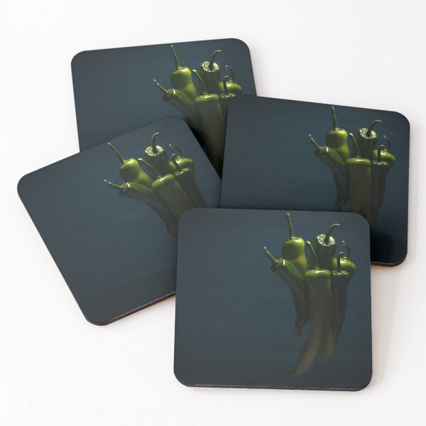 Item preview, Vibrant Green Peppers on Blue Background designed and sold by SergeiLorgus.