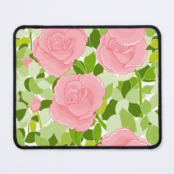Item preview, Kawaii Pink Summer Rose with Green Leaves | Flower Pattern designed and sold by Moyanana.