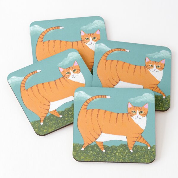 Item preview, Chonky Ginger Cat in Clover designed and sold by KilkennyCat Art.