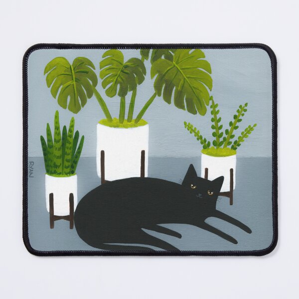 Item preview, Black Cat and Potted Plants designed and sold by KilkennyCat Art.