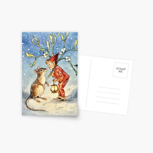 Item preview, Christmas Elf and Mouse Greetings - Margaret Tarrant designed and sold by forgottenbeauty.