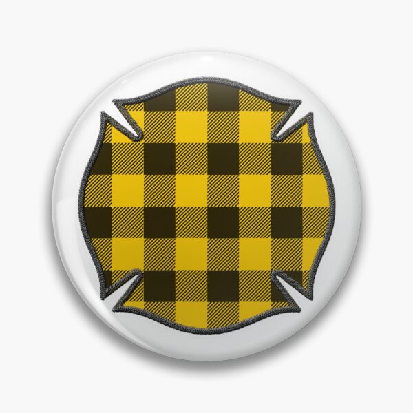Item preview, Cool Yellow Black Plaid Firefighter Maltese Cross Cute Funny loves Hunting Fishing designed and sold by Thinline Fire Police EMS.