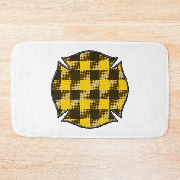 Item preview, Cool Yellow Black Plaid Firefighter Maltese Cross Cute Funny loves Hunting Fishing designed and sold by Thinline Fire Police EMS.