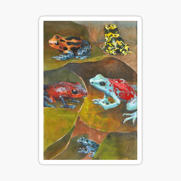 Cute and Colorful Poison Dart Frogs Sticker