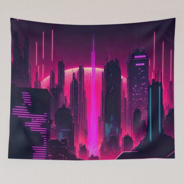 Item preview, Synthwave cityscape designed and sold by NavyPanda.