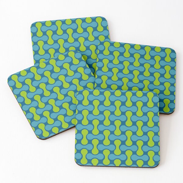 Item preview, Retro Colorful Blue & Green Abstract Geometric Pattern designed and sold by Secondhand-Rose.