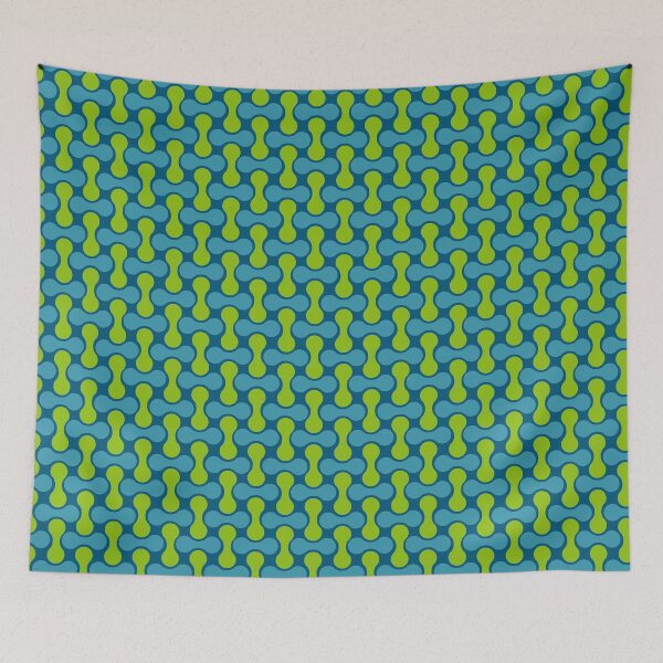 Item preview, Retro Colorful Blue & Green Abstract Geometric Pattern designed and sold by Secondhand-Rose.