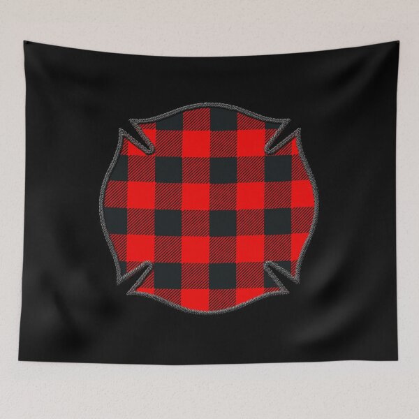 Item preview, Cool Red Black Plaid Firefighter Maltese Cross Cute Funny loves Hunting Fishing designed and sold by Thinline Fire Police EMS.