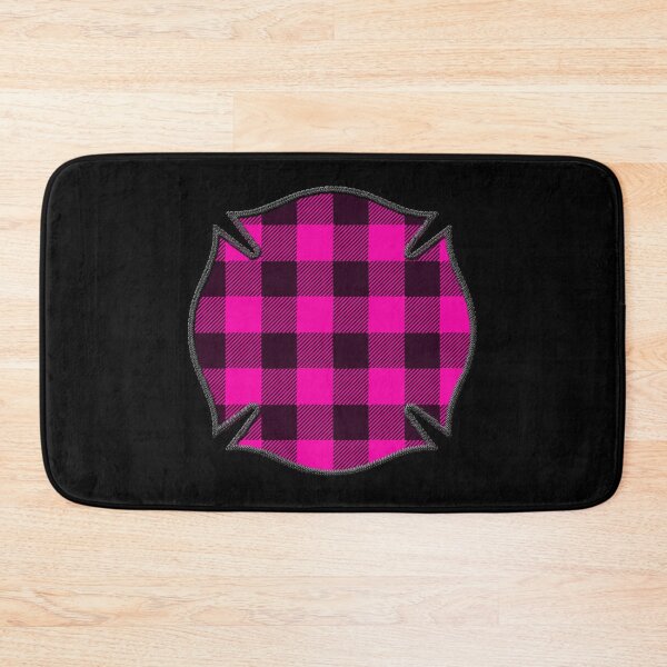Item preview, Cool Pink Black Plaid Firefighter Maltese Cross Cute Funny loves Hunting Fishing designed and sold by Thinline Fire Police EMS.