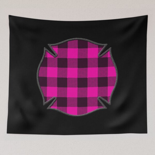 Item preview, Cool Pink Black Plaid Firefighter Maltese Cross Cute Funny loves Hunting Fishing designed and sold by Thinline Fire Police EMS.