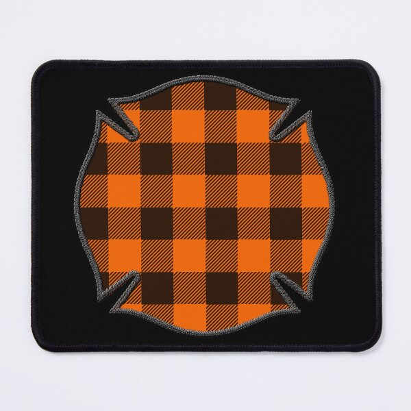 Item preview, Cool Orange Black Plaid Firefighter Maltese Cross Cute Funny loves Hunting Fishing designed and sold by Thinline Fire Police EMS.