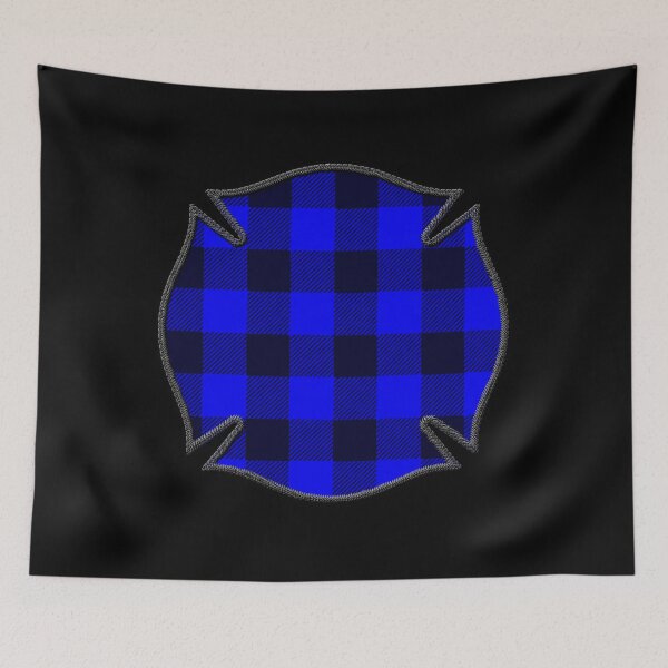 Item preview, Cool Blue Black Plaid Firefighter Maltese Cross Cute Funny loves Hunting Fishing designed and sold by Thinline Fire Police EMS.
