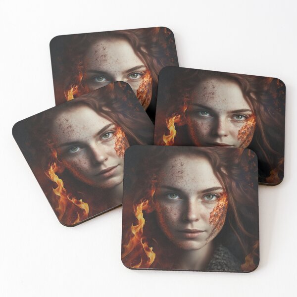 Aperçu de l'œuvre Femme rousse aux cheveux de feu contre le ciel d'orage. créée et vendue par LuArtsCompany.