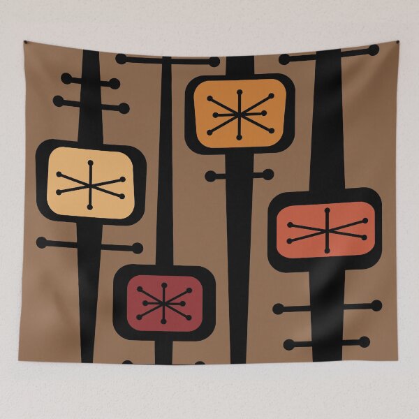 Artikelvorschau, Atomic Space Age Geometrisch Braun Orange entworfen und verkauft von thepixelgarden.