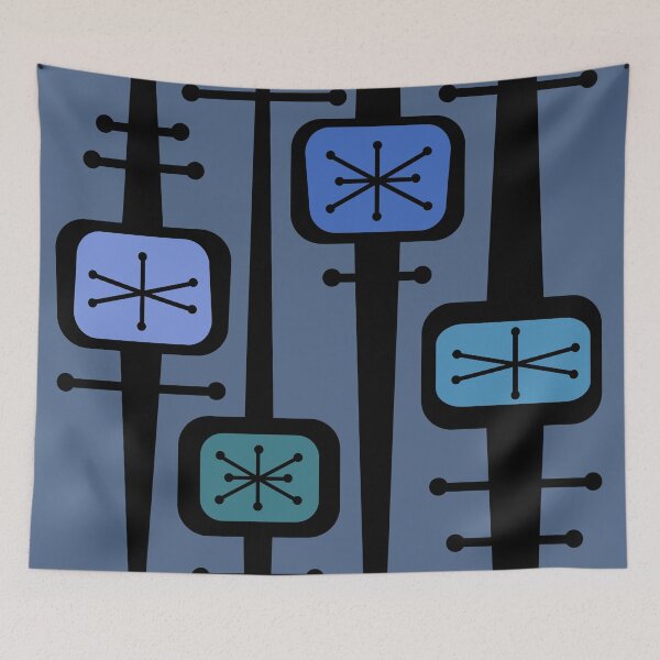 Item preview, Atomic Space Age Geométrico Multicolor Azul marino designed and sold by thepixelgarden.