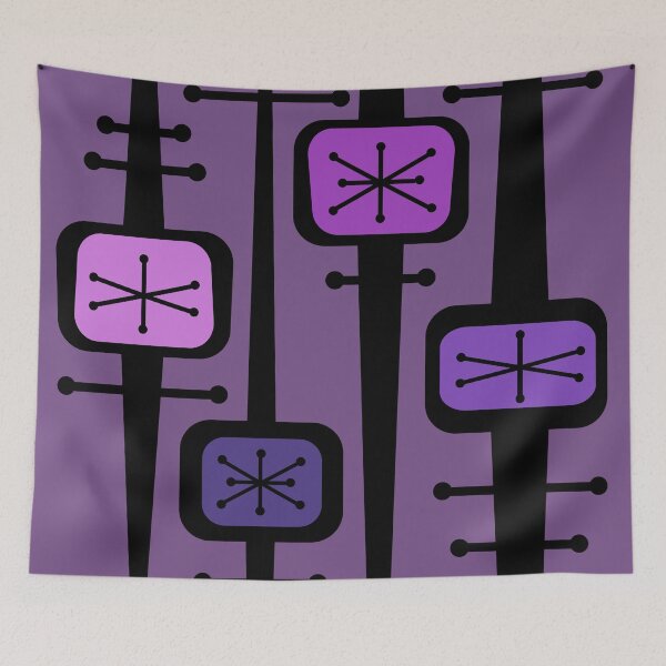 Artikelvorschau, Atomic Space Age geometrisches Lila Pink entworfen und verkauft von thepixelgarden.