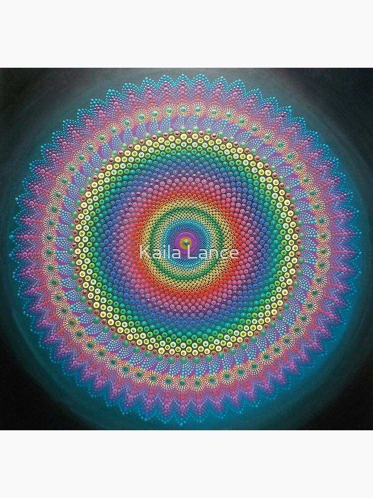Original Dot Mandala Painting on Round Canvas. Ocean Shimmer Dot