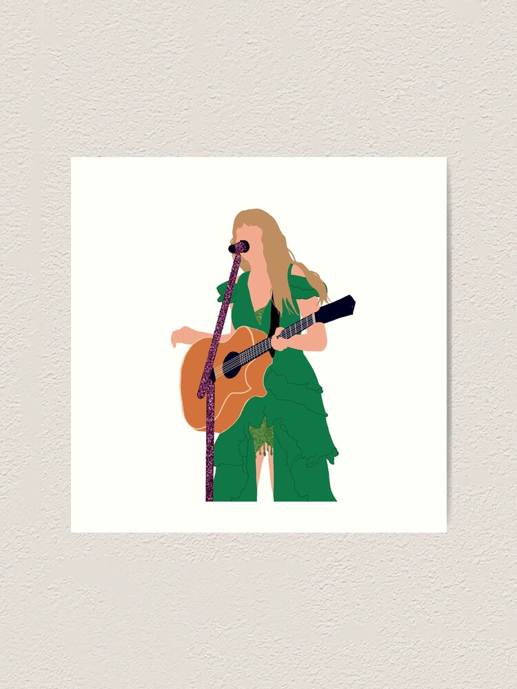 Taylor Swift Eras Tour Green Dress acoustic art" Art Print for Sale by  nerfie | Redbubble