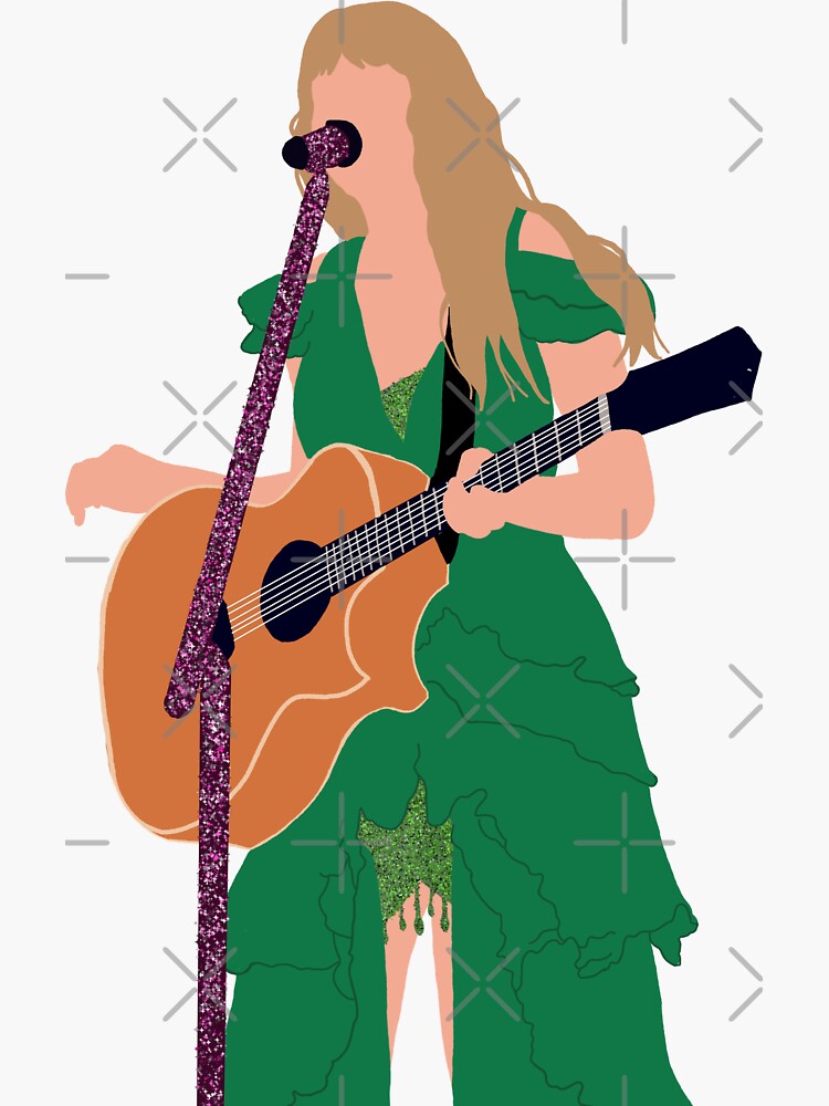 Taylor Swift Eras Tour Green Dress acoustic art" Sticker for Sale by nerfie  | Redbubble