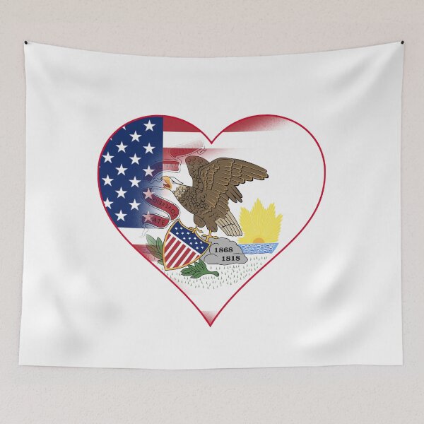 Item preview, State of Illinois Flag and American Flag Fusion Design designed and sold by Gsallicat.