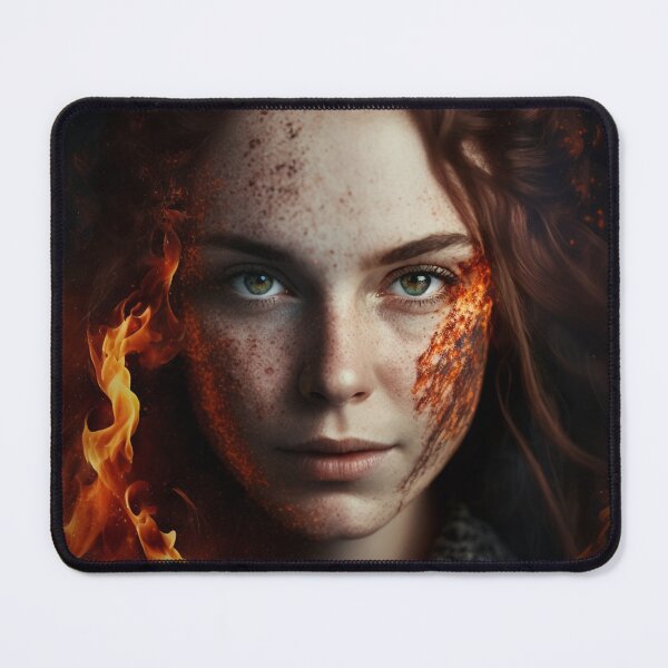 Item preview, Redheaded woman with fiery hair against stormy sky. designed and sold by LuArtsCompany.