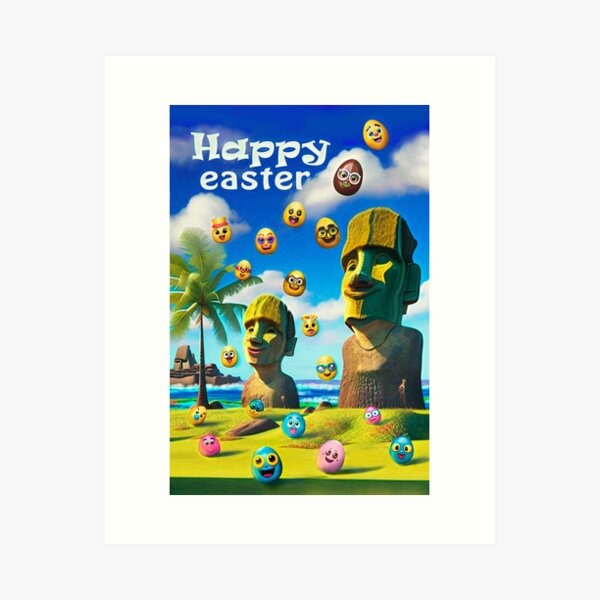 Moyai Moai Easter Island Head Emoji Art Board Print for Sale by