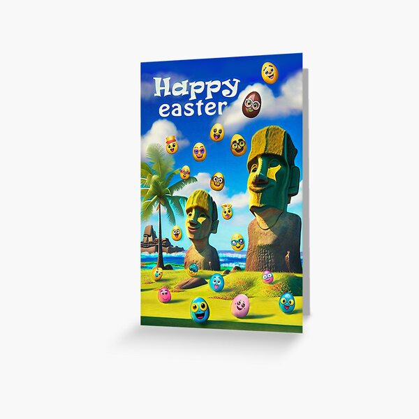 Moai Emoji Greeting Cards for Sale