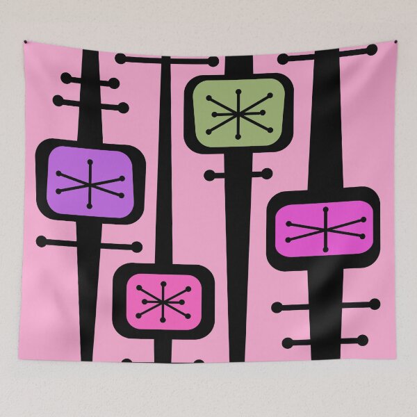 Artikelvorschau, Atomic Space Age geometrisches buntes Rosa entworfen und verkauft von thepixelgarden.