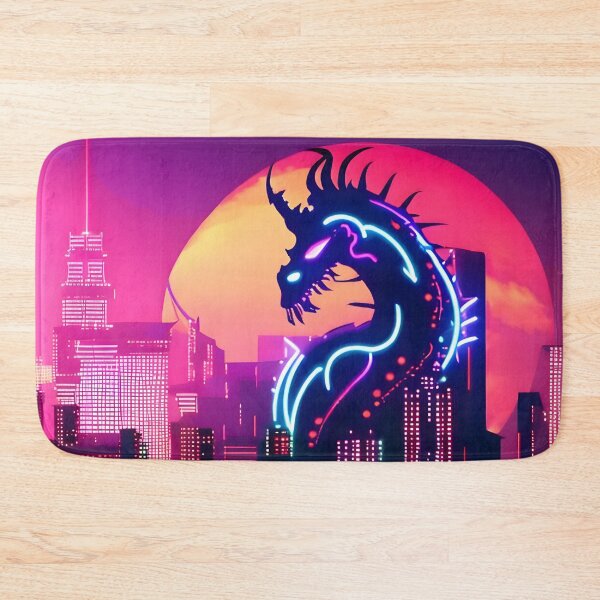 Item preview, Neon Dragon over Cyberpunk Skyline designed and sold by worldofwhisper.