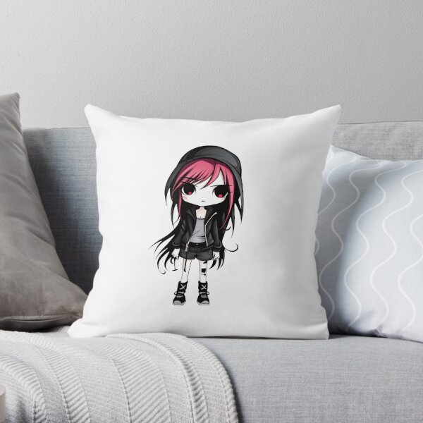 Cute Goth Girl Throw Pillow for Sale by NateFellhauer