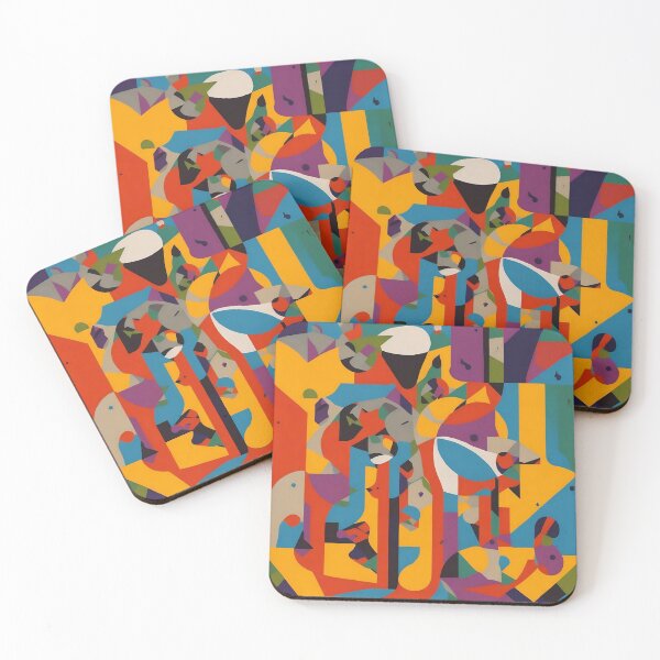 Item preview, Un patrón repetitivo abstracto de colores brillantes con colores dorado, rojo, amarillo y azul designed and sold by Gary Gable.